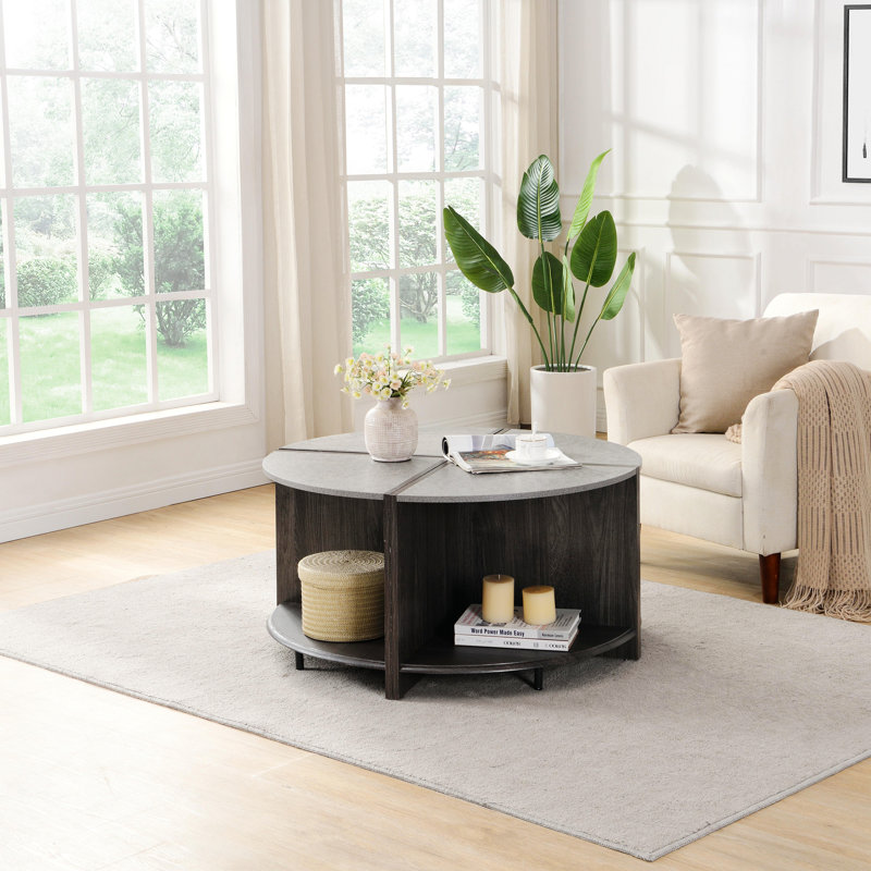 Table basse industrielle polyvalente avec un design élégant et un grand espace de rangement, Gris, Gris