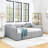 Queen Size Daybed With Two Drawers Trundle Upholstered Sofa Bed, With Vertical Stripes Linen Fabric, Grey (86.5"X65"X30")-366083433