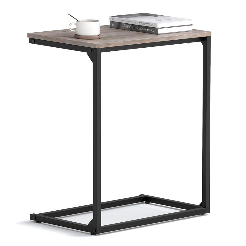 Hufsah C Shape End Table, Greige, 26'' H x 21.7'' W x 14'' D