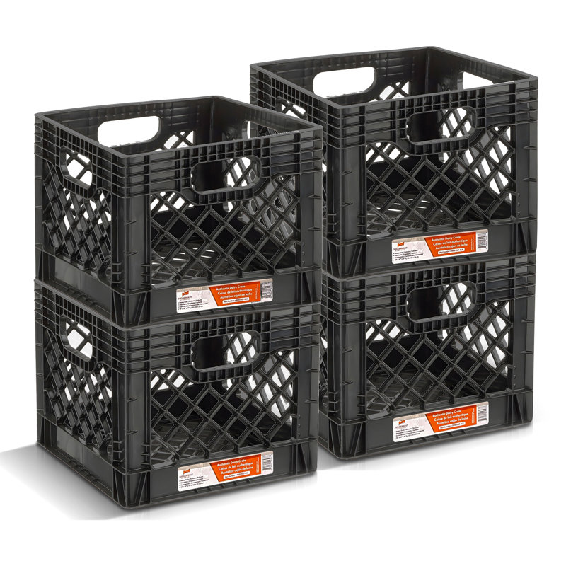 Juggernaut Storage 16 Quart Storage Crate with Handles, Black, Set of 2 (2 Pack)