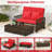 Patio Rattan Daybed Wicker Loveseat Sofa w/ Multifunctional Ottoman-2120068890