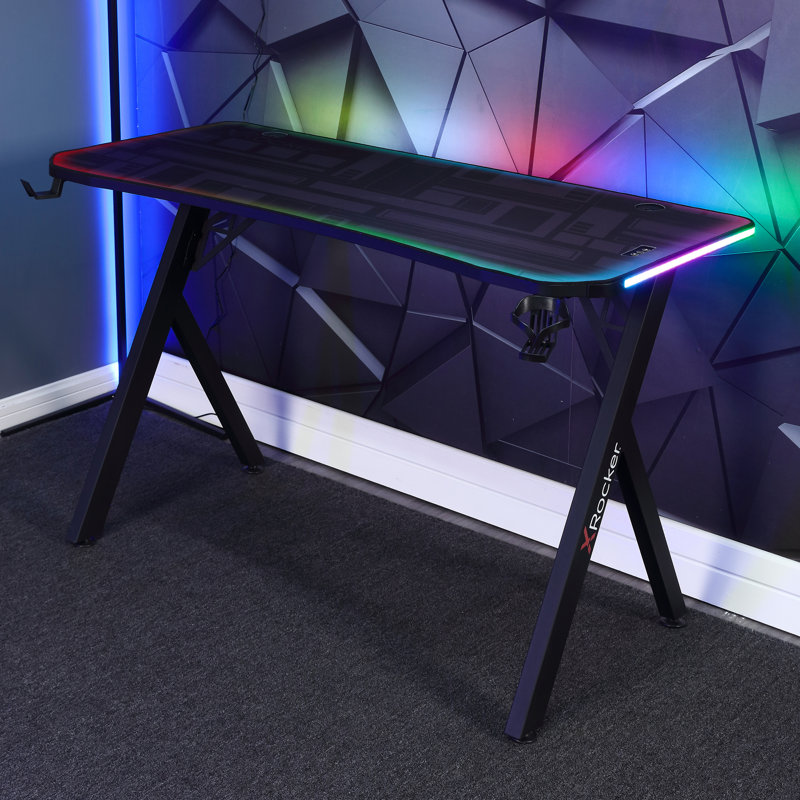 X Rocker Lumio Gaming Desk With 3 Sided App Controlled LED Lighting, 75cm H x 110cm W x 55cm D