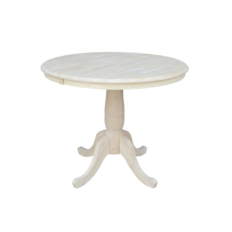 Ingbert Extendable Solid Wood Pedestal Dining Table, Unfinished