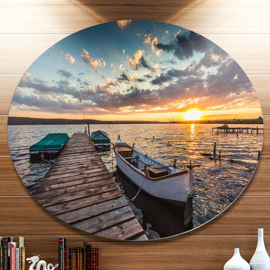 " Boats And Jetty Under Dramatic Sky " Design Art
