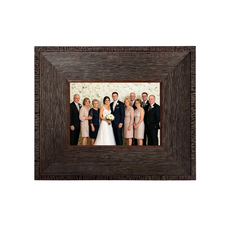 Cadre photo en bois massif de style récupéré - Espresso rustique texturé à la main pour mur et plateau de table, style industriel campagnard, 4 tailles