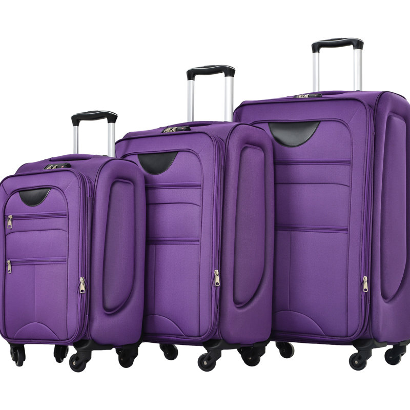 Valise extensible 3 pièces en mauve - Valise avec verrou TSA et coque intérieure fonctionnelle antichoc
