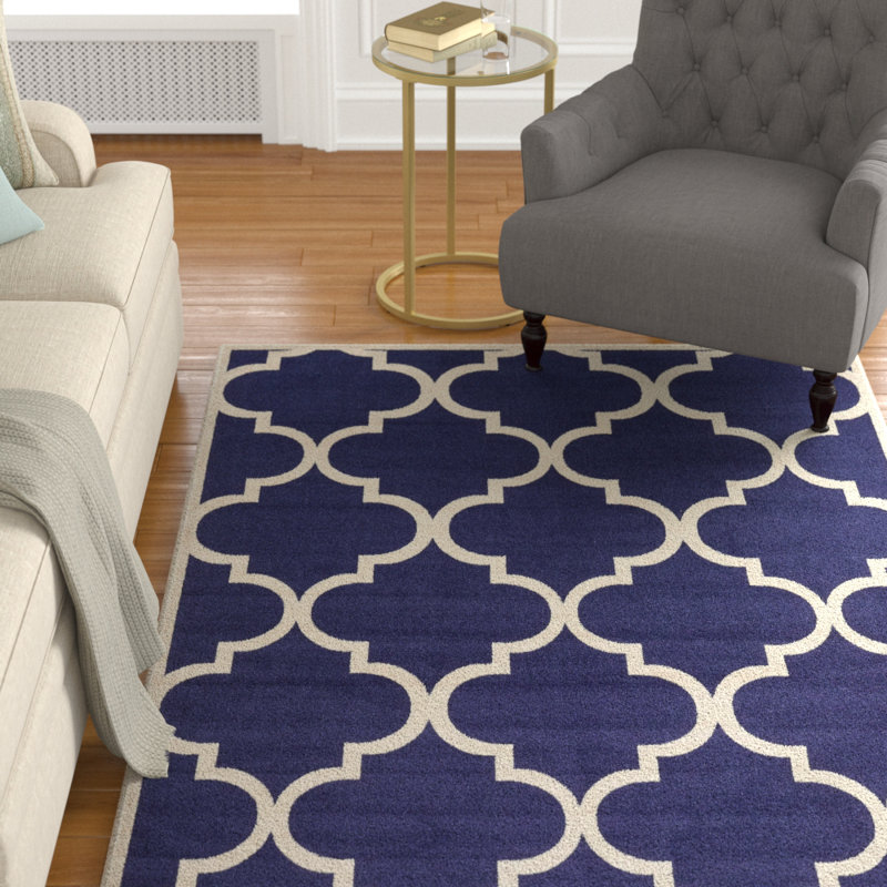 Tapis bleu marine / ivoire Molly, Rectangle 3 pi 3 po x 5 pi 3 po