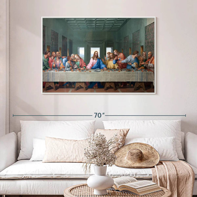 La Cène, 46 po x 31 po, Cadre flottant blanc