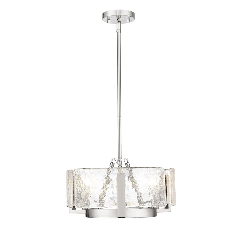 Lustre Aenon avec verre d'eau martelé, 3, H 58 po x l 16,5 po x P 16,5 po, Étain
