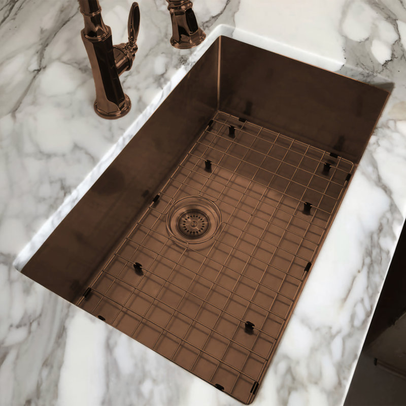 Noah Plus 33" L x 18" W Dual Mount Kitchen Sink with Basket Strainer, Copper