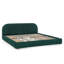 Structure de lit tapissier très grand de style minimaliste moderne - Tissu de fil rond, tête de lit haute incurvée, support de pieds robuste et rangement à roulettes, matelas non inclus - vert-913343713