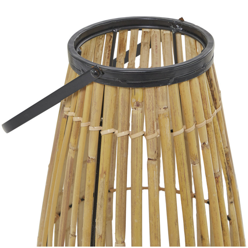 Cole And Grey Natural Wicker Lantern, 19.9" H x 10.8" W x 10.65" D