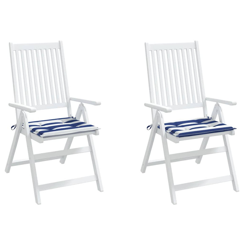  Ensemble de 2 coussins de chaise à rayures bleues et blanches, L 19,7 po x P 19,7 po, Rayures bleues