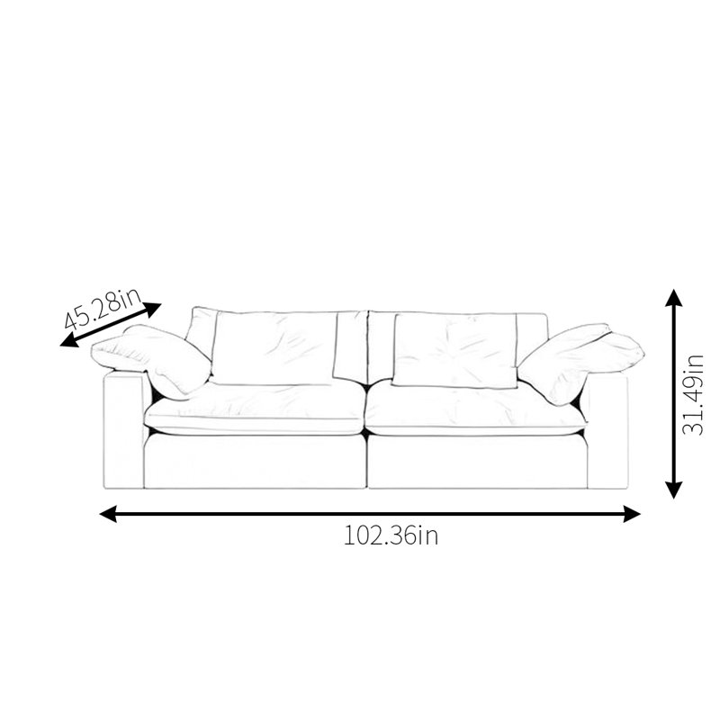 Canapé léger et luxueux, 3, H 31,49 po x l 102,36 po x P 45,28 po