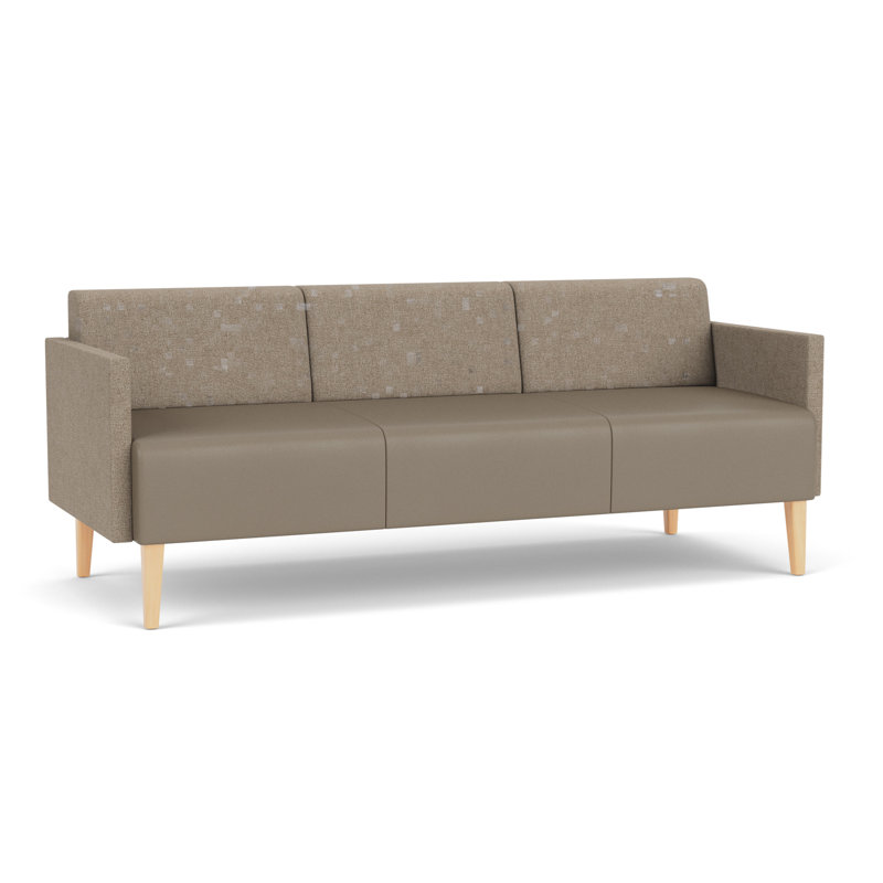 Luxe Lounge Reception Sofa, Natural Wood, Archetype Silt/Modena Farro