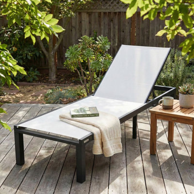 Chaise longue d'extérieur inclinable en aluminium Marlin - Chaise de patio en toile résistante aux intempéries