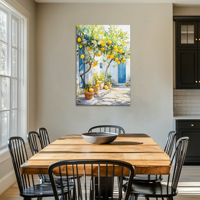 Lemon Wall Art, Canvas Wall Art Lemon Kitchen Wall Decor, Mediterranean Fruit Artwork, Italian Art Poster, Pictures for Kitchen Wall Art Decor Ready to Hang 24" × 36"