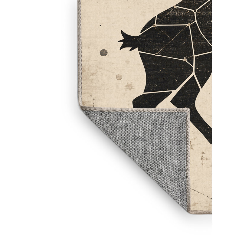 Tapis beige lavable à la machine à motif rustique moderne d'aspect rétro - Reliure beige, 7 x 10