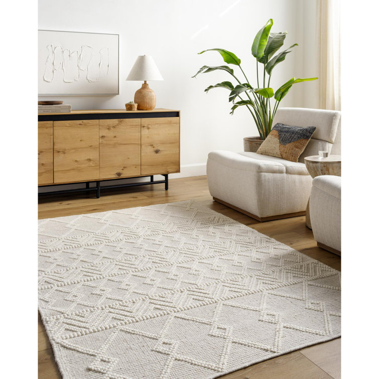 Kayson Moroccan Flatweave Area Rug in Cream
