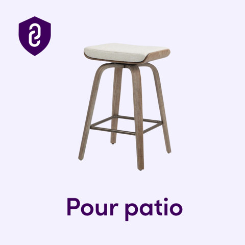 Tabouret de comptoir moderne avec siège rembourré et structure en bois pour patio