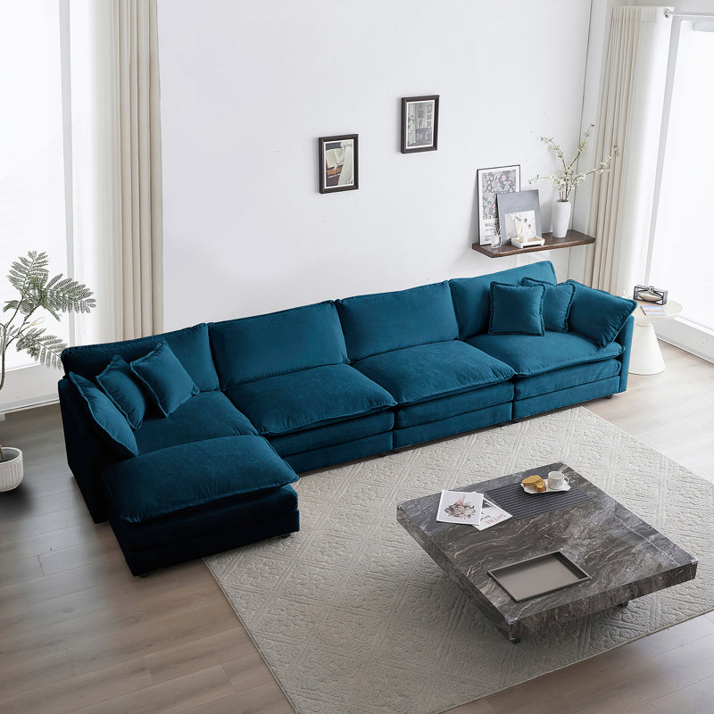 Canapé modulaire modulaire, canapé en U modulaire convertible 5 places avec repose-pieds
