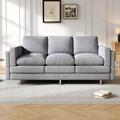 Canapé moderne à 3 places avec coussins de siège à deux couches pour un confort accru et une polyvalence dans le salon.