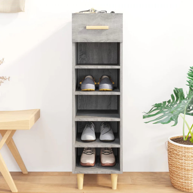 5 Pair Shoe Storage Cabinet, Grey Sonoma