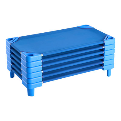 Lit de bébé empilable 42 po x 23 po Kiddie Cot pour enfants, bleu (paquet de 6)