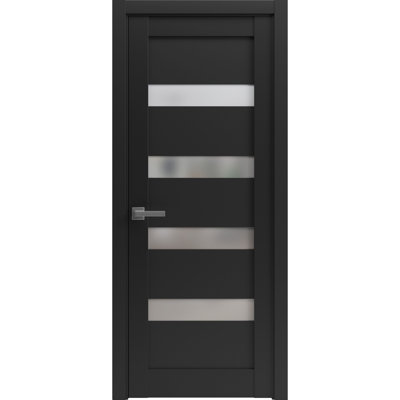 Porte de cuisine pré-montée Pantry Kitchen Lite avec quincaillerie Quadro 4113 Noir mat et verre opaque dépoli, panneau unique, cadre et garnitures, portes robustes pour salle de bain et chambre à coucher - 32 po x 80 po