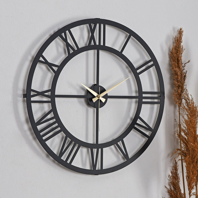 Horloge murale décorative, 19.7" H x 19.7" W x 0.6" D, Noir, noir, noir, noir