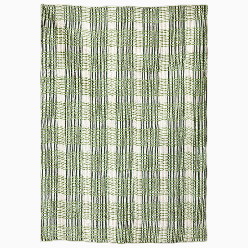 Jatin Quilted Throw Blanket, Sage Plaid