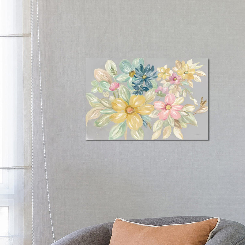 Festive Bouquet par Silvia Vassileva - impression d'art graphique, Toile tendue, Pas de tapis, H 18 po x l 26 po x P 1,5 po