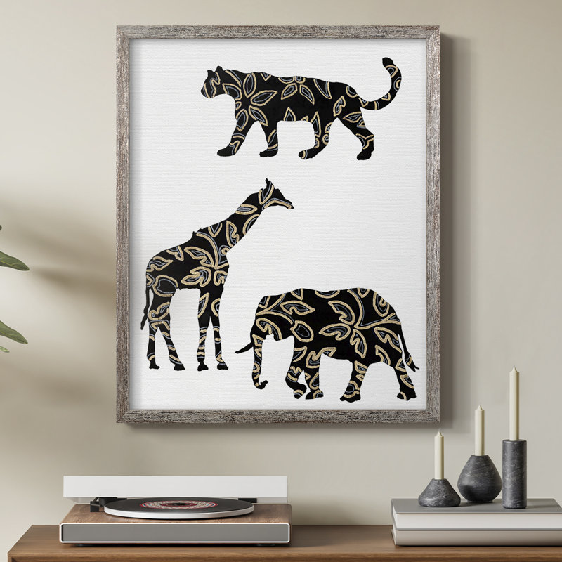 Reproduction encadrée d'animaux en safari ornementaux III, H 11 po x l 9 po