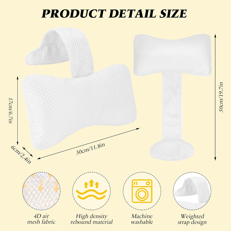  Coussin de spa avec sangle réglable pour ajuster la hauteur, coussin de spa pour l'extérieur (paquet de 2), coussin de bain universel pour le soutien de la tête et du cou
