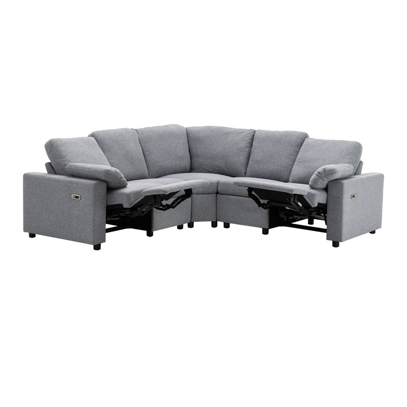 Zaiden 89" Power Recliner Sectional Sofa with USB Ports & Storage