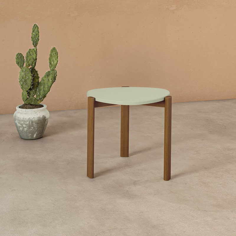 Table de bout Gales Mid-Century moderne en bois vert pistache, Vert pistache