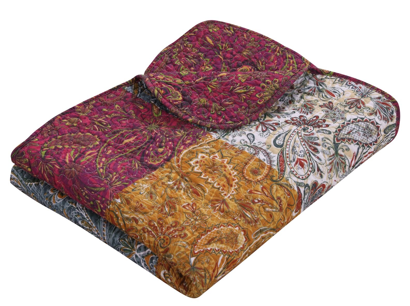 Barefoot Bungalow Paisley Slumber Patchwork Print Quilted Throw ...