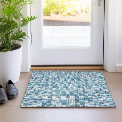 Premium Machine Washable Prisco Teal Rug