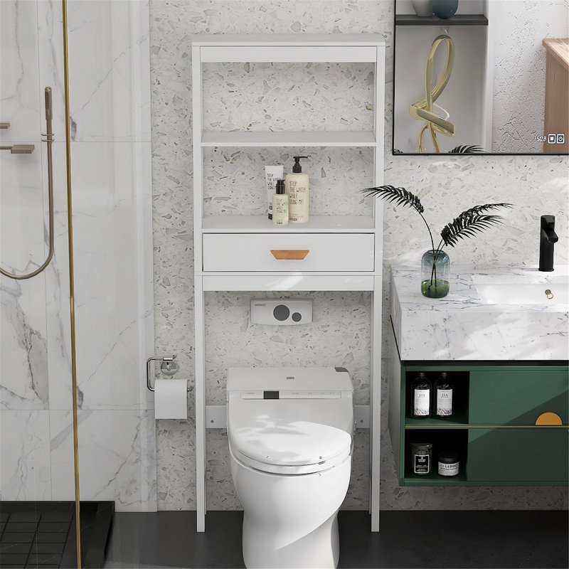 Armoire de rangement au-dessus de la toilette de style moderne avec un tiroir et 2 tablettes
