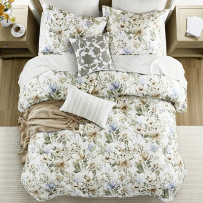 Édredon très grand 6 pièces en coton avec motif floral inspiré de la nature, 100% pour une touche luxueuse, douceur moelleuse en bourre de polyester 300 g / m², broderie au point de chaînette, garantie de la qualité,
