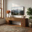 Meuble télé en bois massif pour téléviseur 55/60/65/75 pouces, console média rustique 59 po