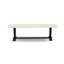 Cet ensemble de salle à manger 6 pièces comprend une table rectangulaire blanc cassé (blanc cassé), un petit banc et 4 chaises Parson en tissu de lin noir avec dossier haut - finition noire brossée-157238306-157238305-230579452