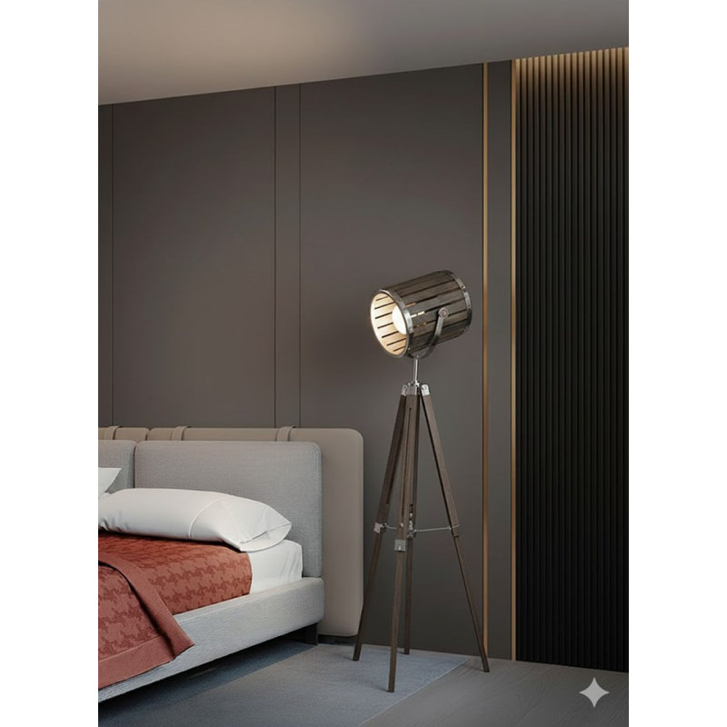 Lampe trépied industrielle 1 lumière Chrome