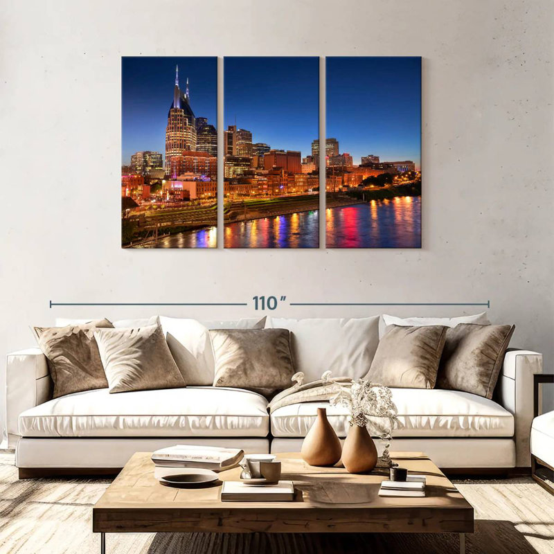 Lumières Sirci du centre-ville de Nashville, H 48 po x l 74 po