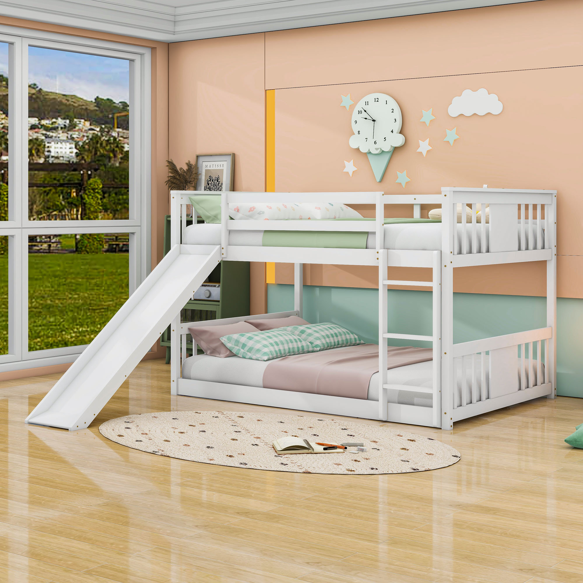 Harriet Bee Full Over Full Bunk Bed With Ladder And Slide - Wayfair Canada