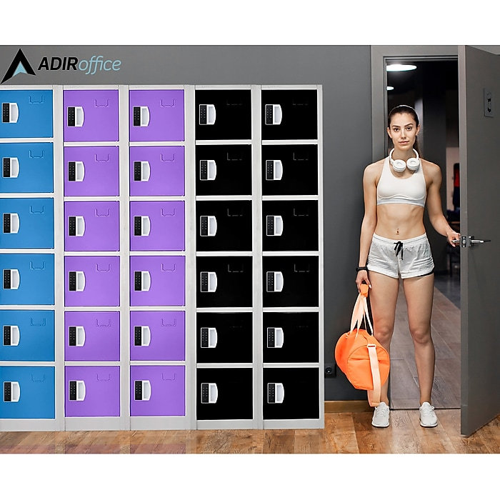Casier à 6 niveaux en acier à 72 portes x 72 po x 12 po x 12 po avec serrure numérique - Rangement pour employés et étudiants pour les écoles, la salle de sport, le lieu de travail - Comprend les crochets, la ventilation et le porte-carte - Assemblage facile