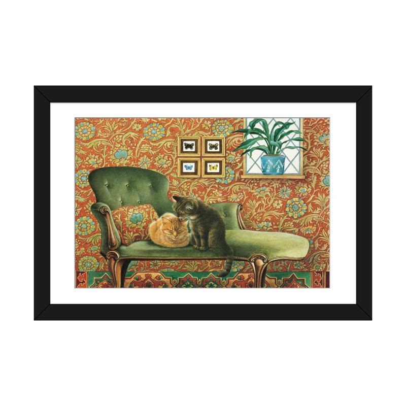 «Spiro & Blossom on Chaise Longue», impression sur toile, H 16 po x l 24 po x P 1 po, Papier d'art encadré noir, Blanc