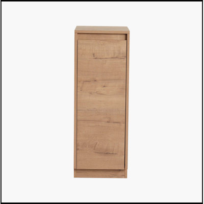 Petite armoire de rangement autoportante 12 po, portes à fermeture douce, chêne imitation, contreplaqué (emballage KD)
