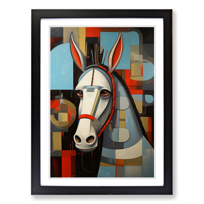Donkey Constructivism - Single Picture Frame Print on Wood, Black Framed, 64cm H x 46cm W