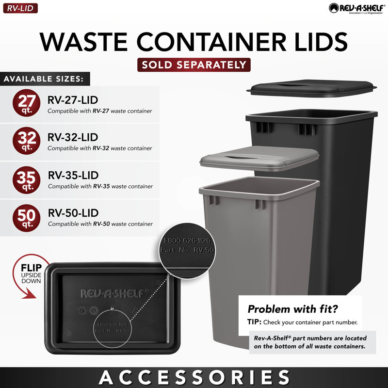 White Polymer Pull-Out Trash Container, 20 Quart